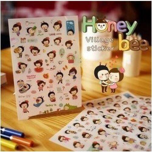 6pcs/lot New Cartoon Lovely Bee PVC sticker /note deco label/Multifunction/Deco Label/Fashion Gift