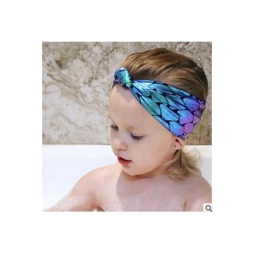 60pcs/lot DIY Multi Fish Scale Mermaid Baby Headband Tie A Knot Elasticity Hair Styling Tools Hair Accessories HA749