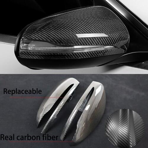 Carbon Fiber Side Wing Rearview Rear View Mirror Replacement Cover Trim For Benz C Class C180 200 C250 C300 C350 C400 C43 C63