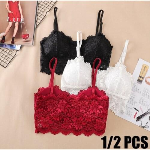 Sexy Bra Women Lace Bralette Sexy Lingerie Underwear Wireless Padded Seamless Bra Ultra Strap Padded Bras for Women 1/2 Pcs