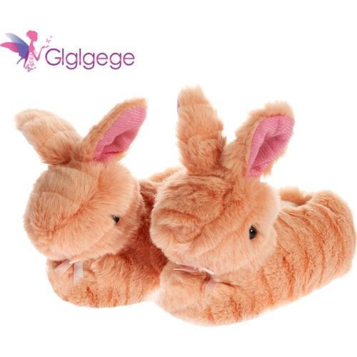 Glglgege Children Cotton Shoes Kids Home Slippers Boys And Girls Baby Cute Rabbit Ears Plush Ball Thickening Warm Indoor Shoes