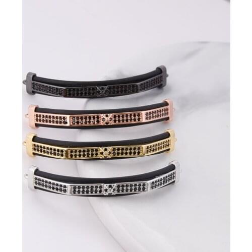 Long Strip Micro Pave Zircon Accessories DIY Beads for Jewelry Making
