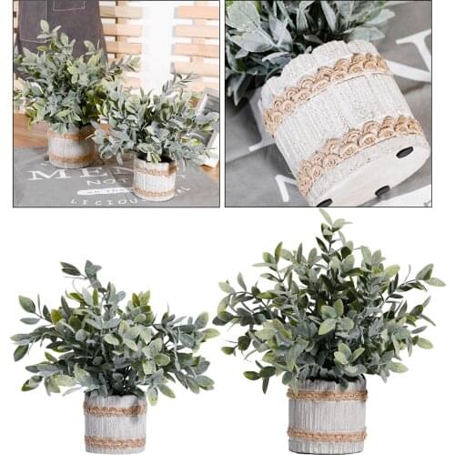 Artificial Potted Plants Mini Green Tree Greenery in Pots Small Houseplants for Indoor Office Party Tabletop Décor Centerpiece