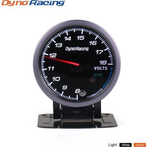 Dynoracing 60MM Voltage gauge Black Face Voltmeter with Amber & White Lighting 8-18V Car meter BX101483