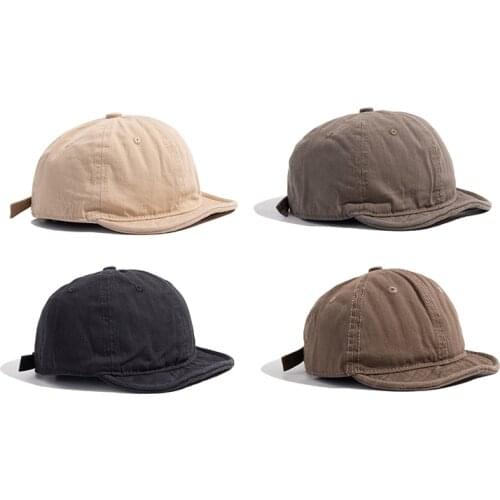2021 New High Quality Short Brim Cotton Baseball Cap Solid Color Adjustable High Quality Hat Snapback Men Women for Hats