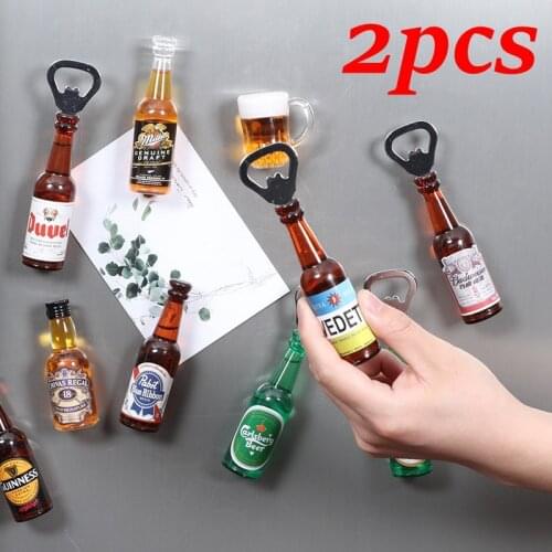 2Pcs Retro Creative Beer Bottle Opener Refrigerator Multifunctional Kitchen Stickers Gadgets Decor Magnet Accessories Decoration