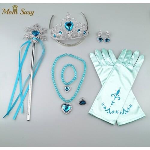 Elsa Anna Princess Crown Headband Magic Stick Glove Hair Accessory For Children Kids Baby Girls Party Carnival Birthday Cosplay