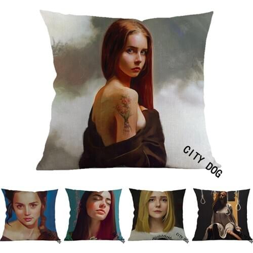 Egyptian beautiful women portrait works 45*45cm square pillow case Cushion cover Hotel office bar car sofa pillow cushion covers