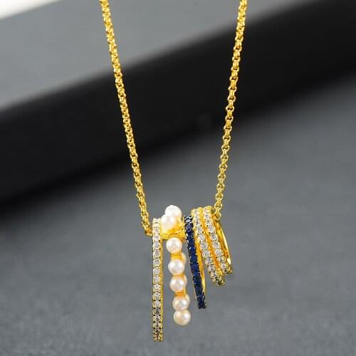 LARRAURI 2019 New Design Cubic Zircon Pendant Necklaces For Women For Women Bridal Wedding Girls Choker Jewelry Gifts