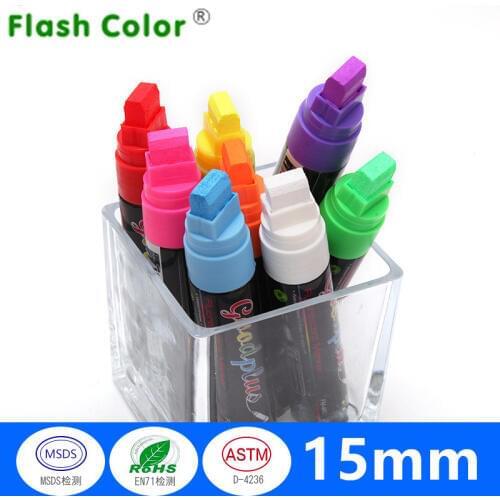 Flashcolor 8pcs Highlighter Fluorescent Liquid Chalk Marker Pen for LED Writing Board 15mm