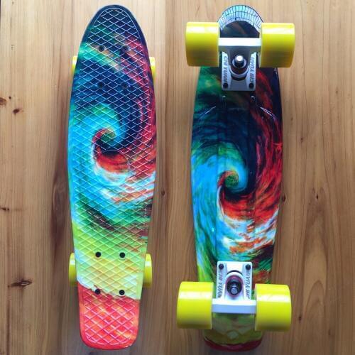 Mini 22 Inch Cruiser Board Plastic Skateboard 22" X 6" Retro Longboard Skate Long Board Graphic Printed Twister