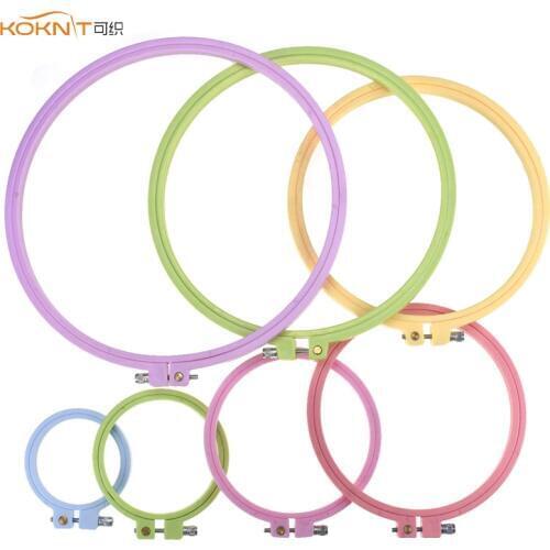 KOKNIT 7 Size Round Embroidery Hoop Adjustable Frame Cross Stitch Hoop Ring Circle Sewing Kit Frame Crafts Tools Random Color