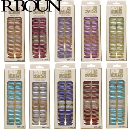 Fake Nails with Glue Metal Color False Nail Art Tips Press on Coffin Stick Designs Clear Set Full Cover Artificial Short Kiss