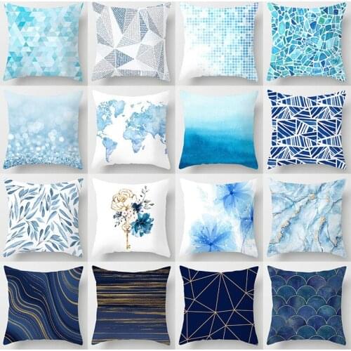Pillowcase Modern Simple Blue Pattern Pillow Cover Cushion Cover Printing Decorative Sofa Bed Pillow Cover Car Home Decor 45*45c