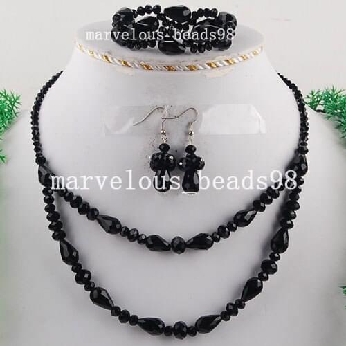 Wholesale 8sets Multicolor Faceted Crystal Water Drop Art Beads Necklace Bracelet Earrings FG3919