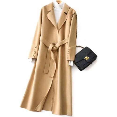 Autumn Winter Double-sided Cashmere Coat Plus Size Womens Long Fashion High-end 2021 New Female Woolen Coat Abrigo Mujer 4XL