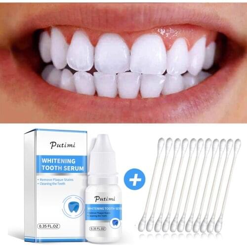 PUTIMI Teeth Whitening Essence Powder Oral Hygiene White Teeth Whitener Serum Removes Plaque Stains Tooth Bleaching Dental Tools