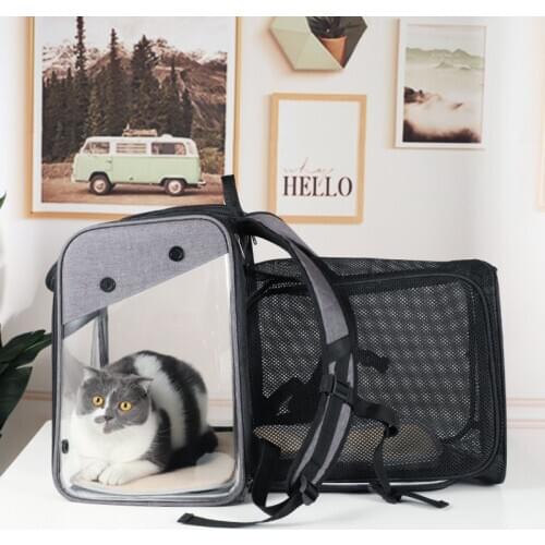 9kg bearing environmental no-toxic transparent PVC portable pet backpack bag expandable vented carrying dog cat house pads