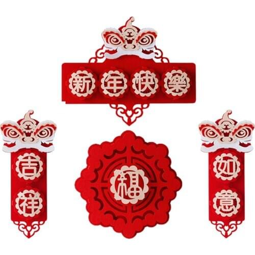 1 Set Creative Lion Dance New Year Decors Spring Festival Couplet Pendants New Year Couplet New Year Interior Decoration Pendant