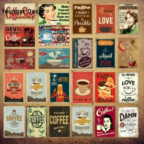 Sweet Coffee Poster Coffee Makes Everything Possible Metal Signs Coffee Shop Wall Plaque Cafe Decor Vintage Plate YI-197