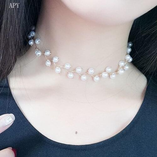 Simple and generous pearl chain neck Choker neck strap short short neck Necklacejewelry wholesale