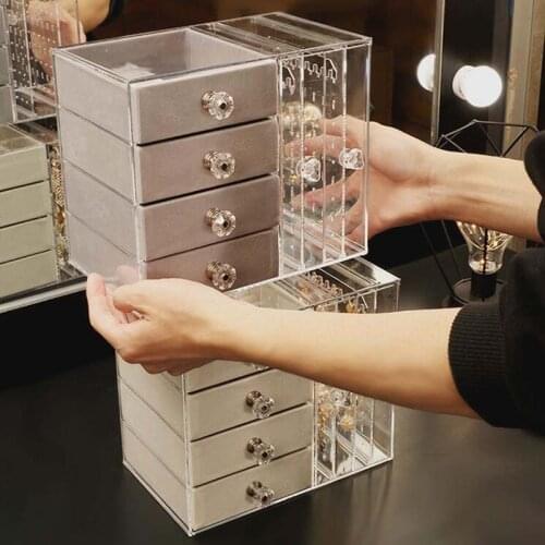 Dust-proof Jewelry Box Earrings Ear Studs Jewelry Display Organizer Stand Holder Bracelet Jewelry Storage Rack
