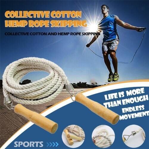 3m / 5m mens and womens sports skipping rope, wooden handle, high-quality hemp rope, fitness training equipment