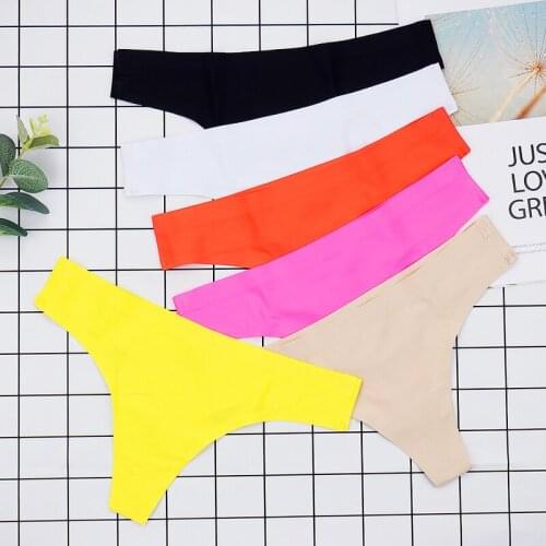 3pcs/pack Panties Sexy Seamless Underpants Ice Silk Thongs Female Sports Low Rise Strings Fashion Woman Pants Solid Color S-XL