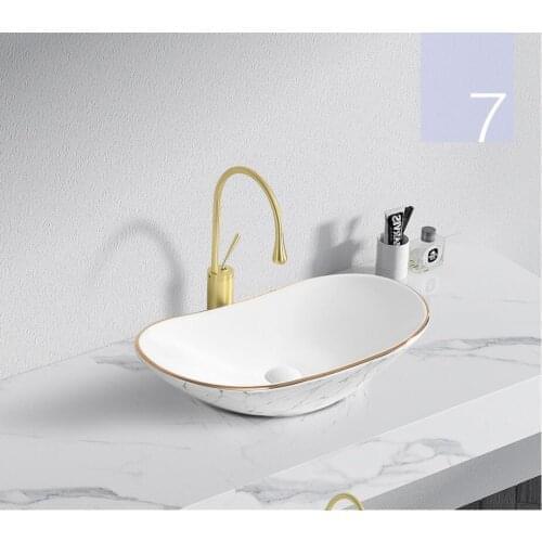 Above Counter Wash Hand Basins Household Wash Basin Single Basin Ceramic Square Bathroom Sinks Shampoo SJ63-7