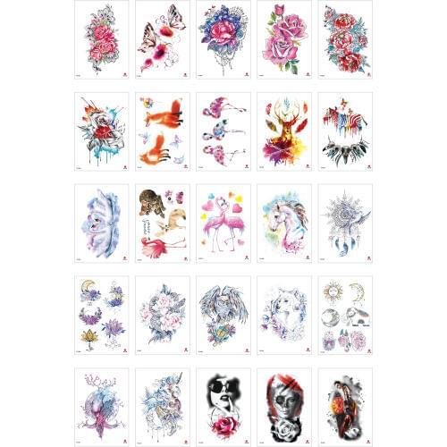 1000 pcs Temporary tattoo sticker Flowers animals skulls Waterproof fake tattoo for men and women 210*148mm