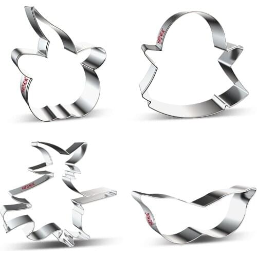 ZADE Halloween Cookie Cutter Witch,Ghost,Pumpkin Biscuit Fondant Sandwiches Cutters - Stainless Steel
