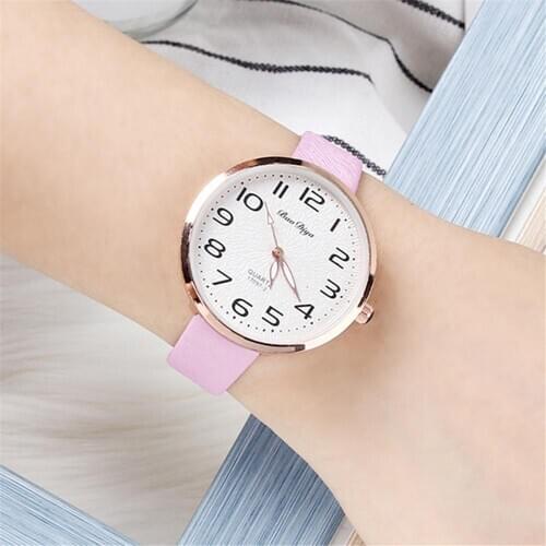 Women Fashion Pink Watch Quartz Leather Ladies Wristwatches 2020 Elegant Brand Simple Number Dial Woman Clock Montre Femme