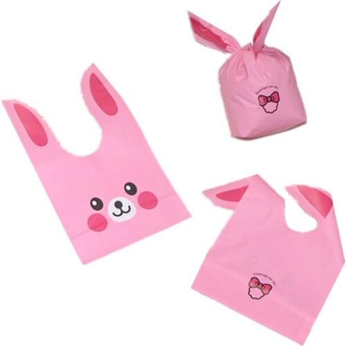 100pcs Cute Bear Rabbit Ear Cookie Bag Gift Bag Candy bag Biscuits Snack Baking Package Wedding Favors Gifts Party decoration