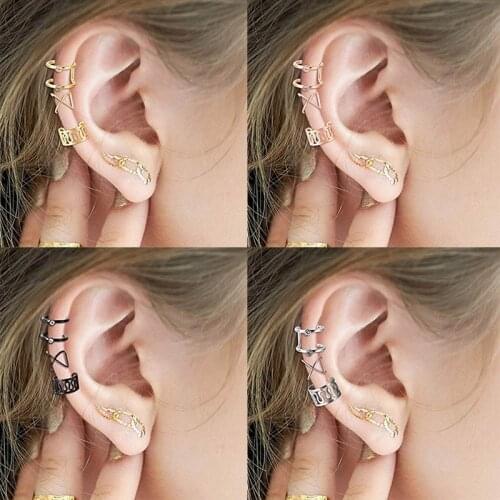 12Pc Stainless Steel Double Triple Hoop Ear Cuff Clip On Earring Tragus Cartilage Non Piercing Closure Rings Fake No Piercing