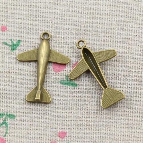 15pcs Antique Style Bronze Color plane airplane Pendants Findings Charms 34*24mm