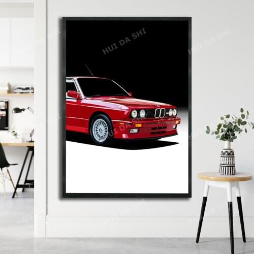 1988 Classic Performance Car E30 M3 Illustration Canvas Print - A4 / A3 Portrait Limited Print Car Poster