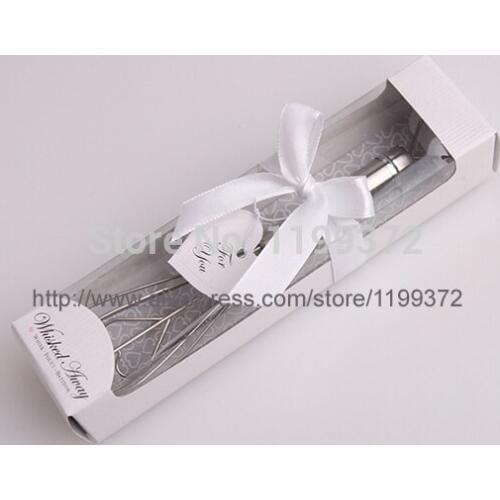 500pcs Heart Simple Style Stainless steel Cute Eggbeater Egg Beater Metal Wedding Party Favors Gift Black White Box