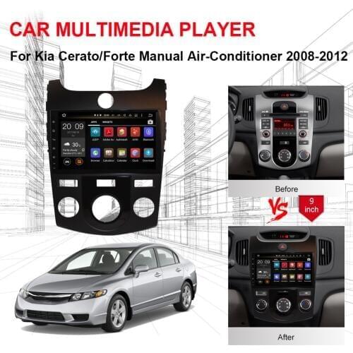 Android 8.0 Octa Core 4GB RAM IPS Screen Car Radio Stereo with Bluetooth For Kia Cerato/Forte Manual A/C 2008-2012 Wifi OBD DAB