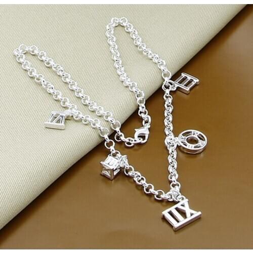 925 Sterling Silver Five Roman Numerals Pendant Necklace For Women Engagement Wedding Fashion Charm Jewelry Gift