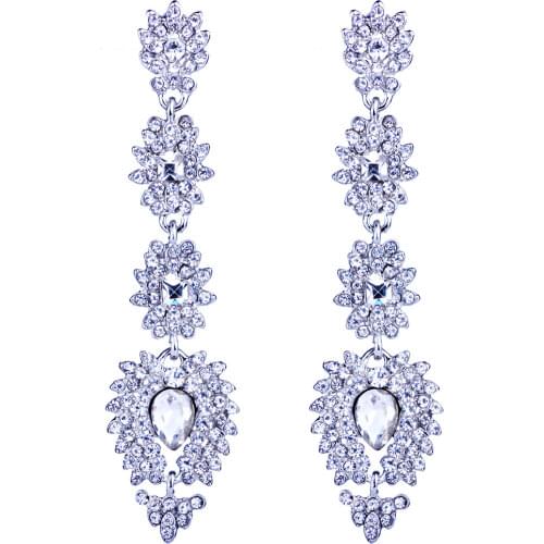 Wedding Jewelry Exquisite heart-shaped crystal pendant earrings Long Rhinestones Earrings for Women