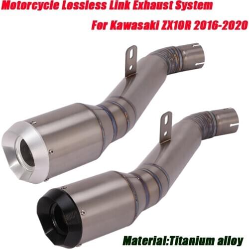 For Kawasaki Ninja ZX-10R 2016-2020 Middle Link Tubes Tail Exhaust Muffler Pipe Titanium Set Exhaust System Silp on