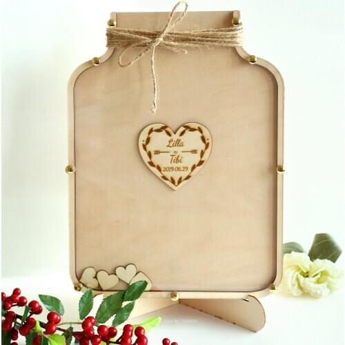 Wooden Wedding Classic Mason jar Guest Book, Elegant Drop Box with hearts,Mr&Mrs Guest Book Alternative, wedding Guest Book