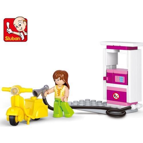 Sluban Building Block Girl Dream Friends Petrol Station 37pcs Educational Bricks Toy-Boy No retail box