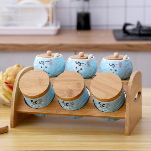 Kitchen products ceramic sealed tank seasoning box home storage composite jar containers for condiment secret stash