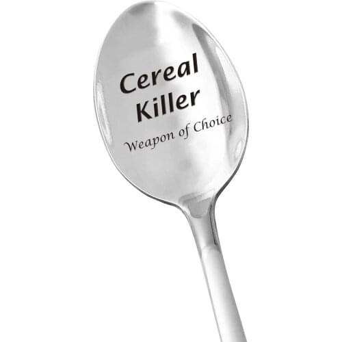 Engraved Cereal Spoon Gifts Cereal Killer Weapon of Choice Spoon Stainless Steel - Funny Cereal Lovers Gift Christmas Gifts