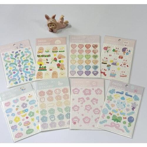 Cute Heart Ribbon Sakura Stickers Decoration DIY Scrapbooking Journal Album Diary Collage Kawaii Stationery Seal Sticker