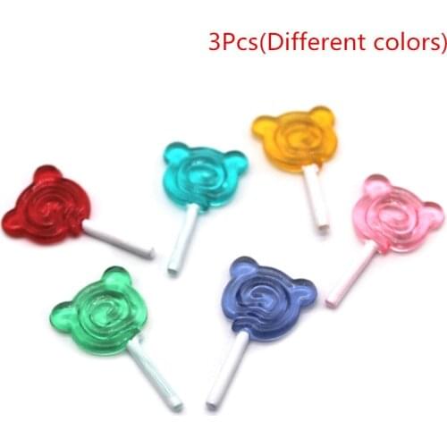 Mini Bear Shape Lollipop Simulation Resin Food Doll Accessories For Dollhouse Miniature Toy Doll Kitchen Livingroom Supplies