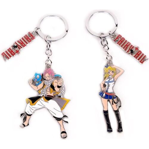 Fashion Fairy Tail Keychain Lucy Protoss Anime Theme Alloy Key Pendant Keyring Jewelry for Fans Collection