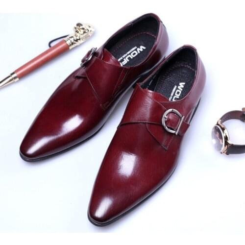 New pointed business shoes buckle zapatos de hombre mens dress shoes men shoes men casual natural leather loafers