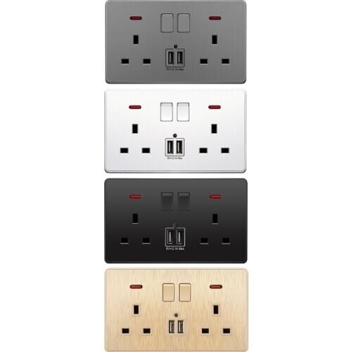 Wall Power Switch Socket Universal 2.1A Dual USB Charger Port LED Indicator UK 23GB